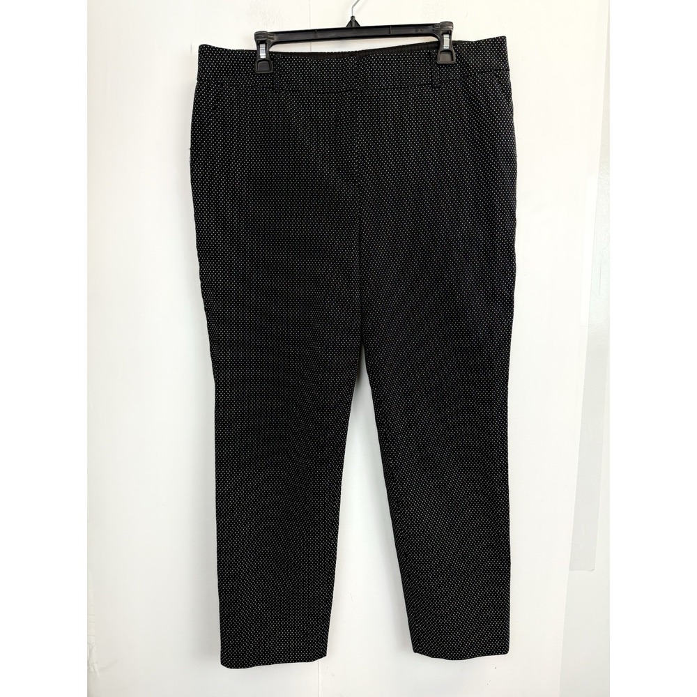 Talbots Hampshire Ankle Pants Trousers Black White Polka Dots Womens 14 Stretch